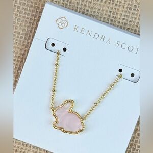 Kendra Scott Bunny Gold Necklace in Matte Blush Pink Dichroic